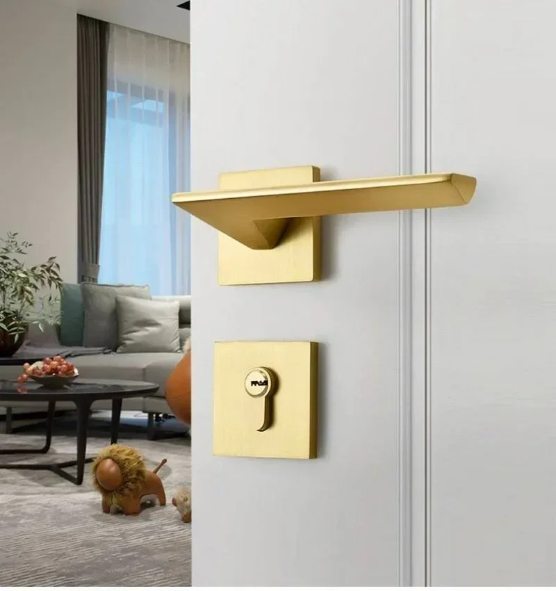 Home Security Key - Gold Zinc Alloy Bedroom Door Lock