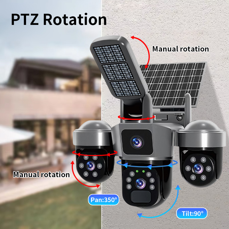 6MP V380 APP Solar Power Tripl - Home Security Flood Lights review and price