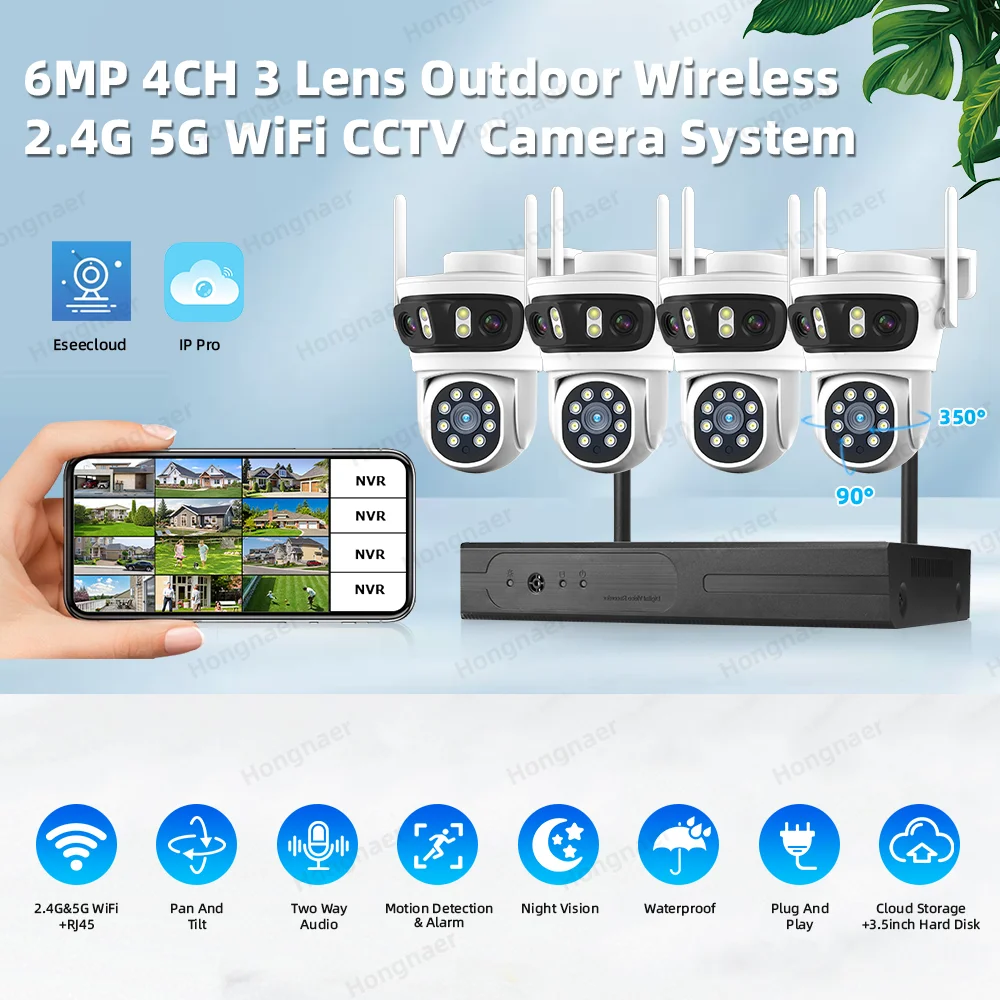 2026 Hongnaer 6MP 4CH 3 Lens 2 - Home Security Systems With Cameras review and price