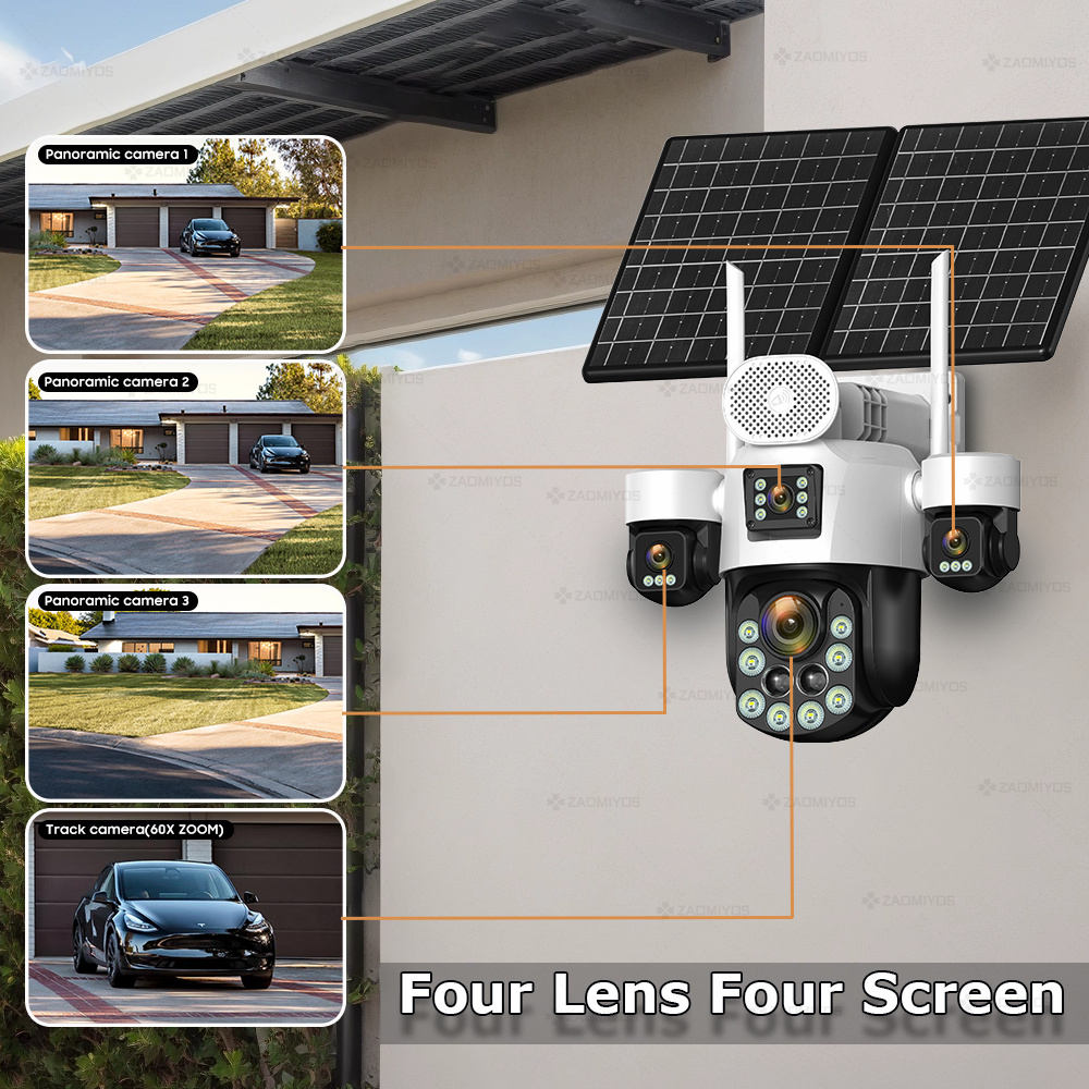 4 Lens Outdoor 360° Surveillan - Home Security Camera Installation review and price